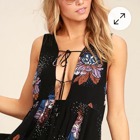 Free People Lovely Day Black Floral Print Dress - Picture 3 of 10